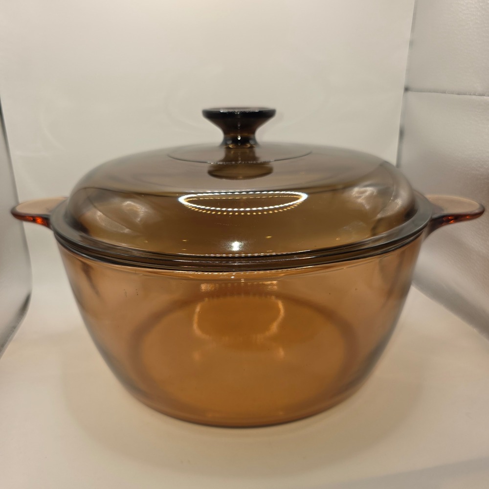 Vision Corning Amber Glass 4.5L Dutch Oven Casserole Dish with Lid USA Made